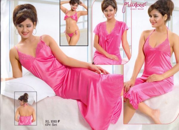 Fashionable 6 Part Nighty Dress For Ladies. Rani Golapi