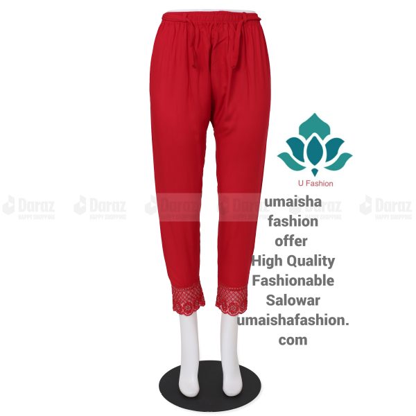 China Soft Linen Fashionable Cigare-tte C-Kat Pants for Woman Red - Image 3