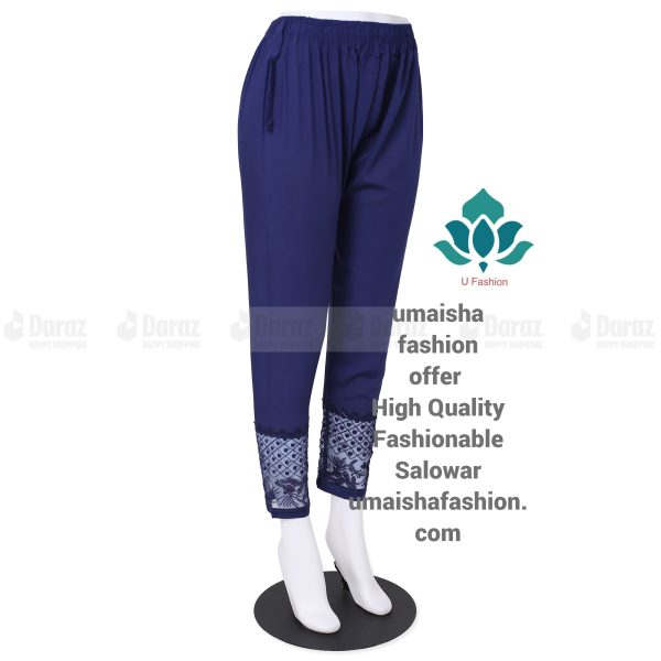 China Soft Linen Party Wear Cigare-tte C-Kat Pants Salwar for Woman Navy Blue