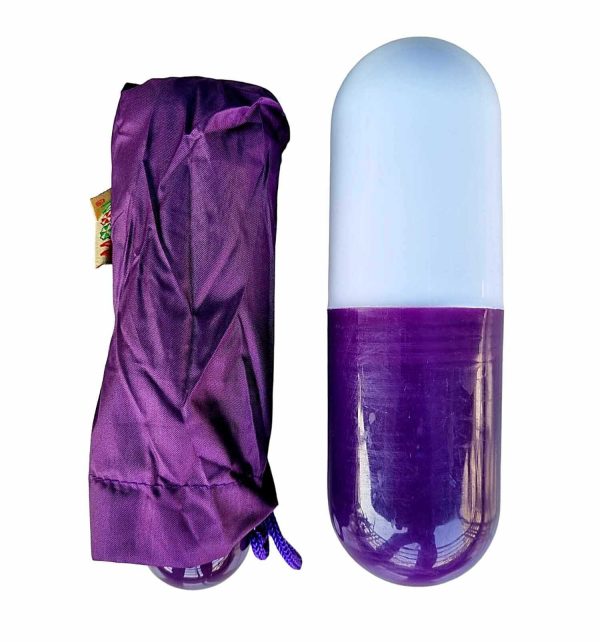7" Mini Folding Capsule Umbrella With Cute Capsule Case. Purple - Image 4