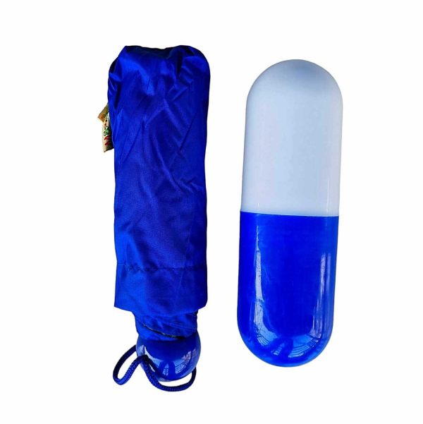 7" Mini Folding Capsule Umbrella With Cute Capsule Case. Deep Blue - Image 3