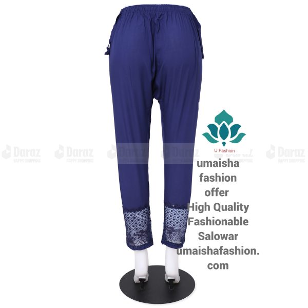 China Soft Linen Party Wear Cigare-tte C-Kat Pants Salwar for Woman Navy Blue - Image 3