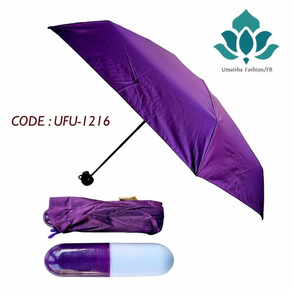 7" Mini Folding Capsule Umbrella With Cute Capsule Case. Purple