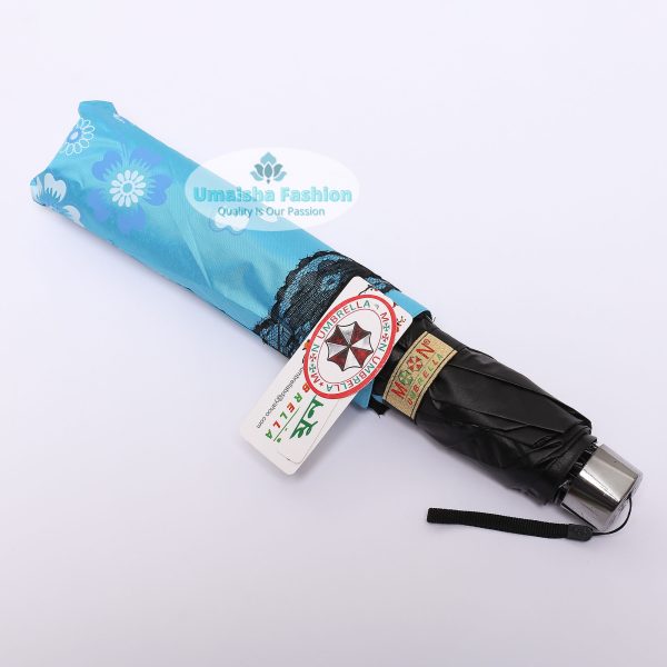 Fashionable and Elegant Anti UV Sunshade Print Border Lace Umbrella Light Blue - Image 2