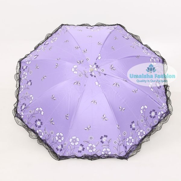 Fashionable and Elegant Anti UV Sunshade Print Lace Umbrella Purple
