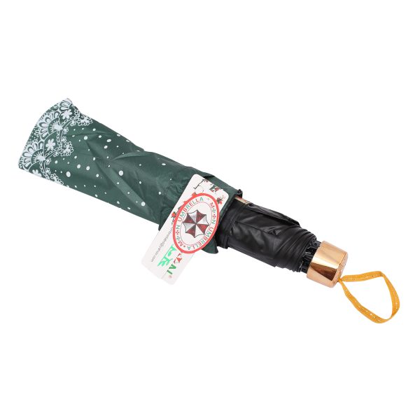 Fashionable and Elegant Anti UV Sunshade Print Border Kuchi Umbrella. Green - Image 2
