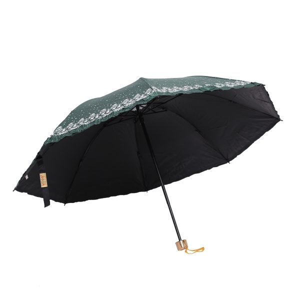 Fashionable and Elegant Anti UV Sunshade Print Border Kuchi Umbrella. Green - Image 3