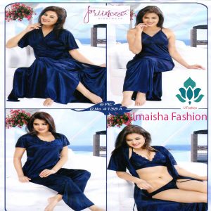 Fashionable 6 Part Nighty Dress For Ladies. Navy Blue