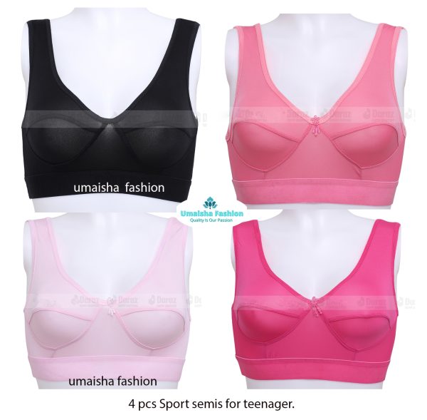 Short Semis Sport Bra for Teenager-4pcs