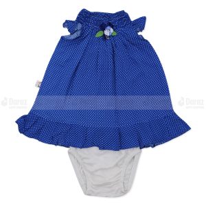 Baby Girls Ball Print Cotton Summer Dress Blue.