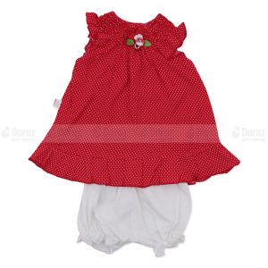 Baby Girls Ball Print Cotton Summer Dress Red.