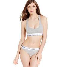 Women's Modern Bralette Calvin Klein Cotton Bra and Panty Ash