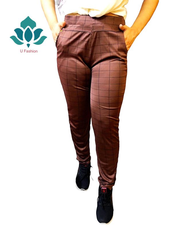 Ladies Stylish Streachy Gabardin Pant. Coffee