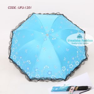 New Fashionable Anti-uv Folding Print Border Lace Umbrellas for Women Girls Outdoor Sunny and Rain Dual-use