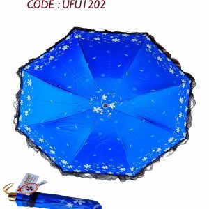 New Fashionable Anti-uv Folding Print Border Lace Umbrellas for Women Girls Outdoor Sunny and Rain Dual-use