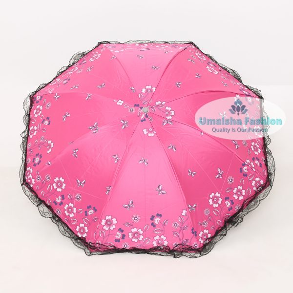 New Fashionable Anti-uv Folding Print Border Lace Umbrellas for Women Girls Outdoor Sunny and Rain Dual-use - Image 2