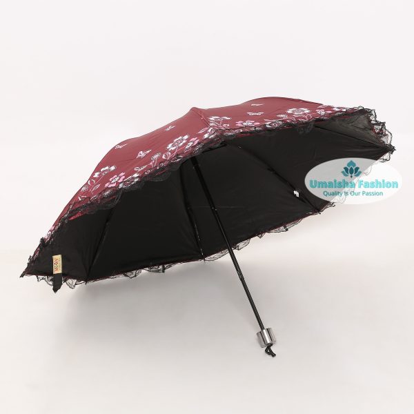 New Fashionable Anti-uv Folding Print Border Lace Umbrellas for Women Girls Outdoor Sunny and Rain Dual-use - Image 3