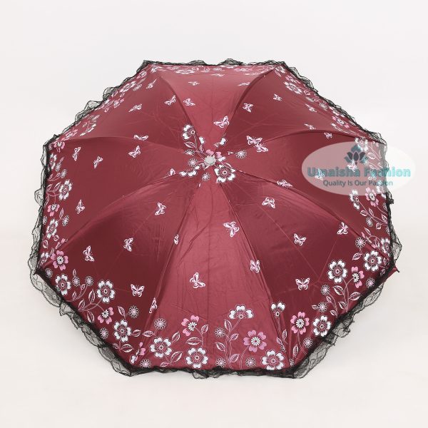 New Fashionable Anti-uv Folding Print Border Lace Umbrellas for Women Girls Outdoor Sunny and Rain Dual-use - Image 2