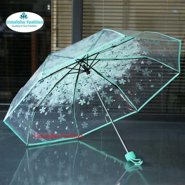 Cherry Blossom Korean Version Three Fold Transparent Umbrella - Image 6