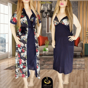 Comfortable Day And Night Wear Luxurious 2 Part Print Nightdress.