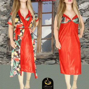 Comfortable Day And Night Wear Luxurious 2 Part Print Nightdress.