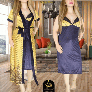 Comfortable Day And Night Wear Luxurious 2 Part Print Nightdress.