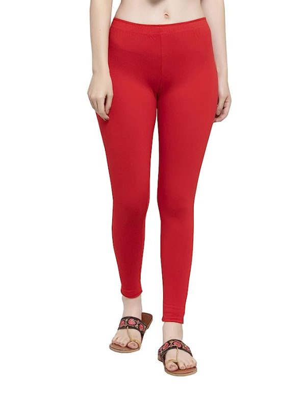 Free Size Stretchable Cotton Leggings For Woman. Red - Image 6
