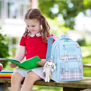 School Bag Backpack Travel Large Book Bags for Students. Blue
