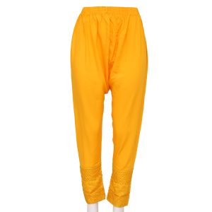 China Soft Linen Party Wear Cigare-tte C-Kat Salwar Pants for Woman. Yellow