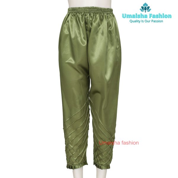 China Silk Bottom Box Design C-Kat Salwar Pyjama Pants for Woman. Olive