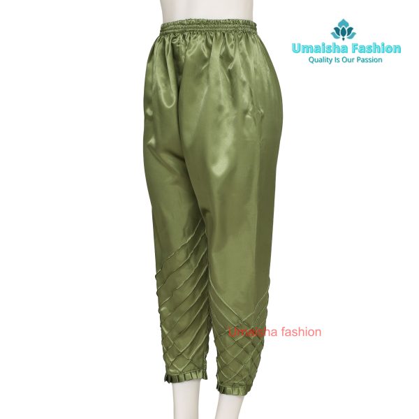 China Silk Bottom Box Design C-Kat Salwar Pyjama Pants for Woman. Olive - Image 3