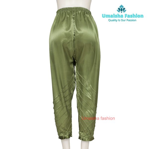 China Silk Bottom Box Design C-Kat Salwar Pyjama Pants for Woman. Olive - Image 5