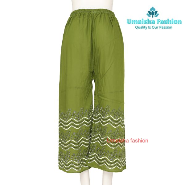 Fashionable Trendy design China Linen Print Plazzo for Woman. Olive - Image 5