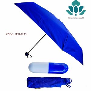 7" Mini Folding Capsule Umbrella With Cute Capsule Case. Deep Blue