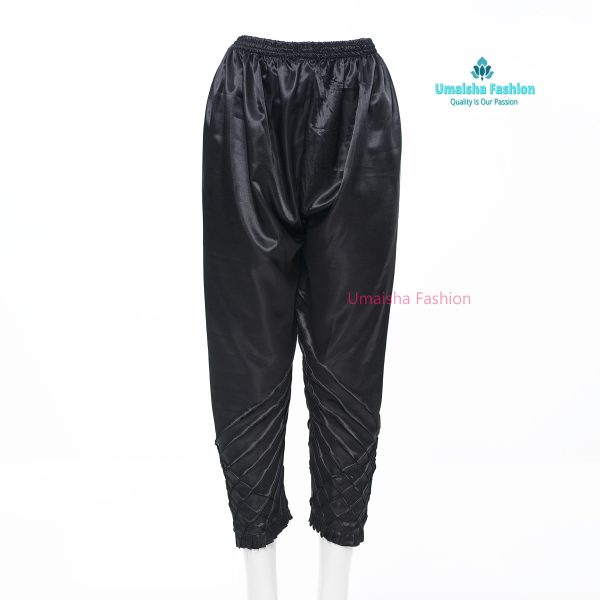 China Silk Bottom Box Design C-Kat Salwar Pyjama Pants for Woman. Black