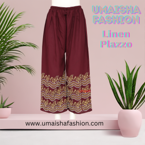 Fashionable Trendy design China Linen Print Plazzo for Woman. Kolija color