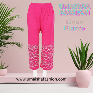 Fashionable Trendy design China Linen Print Plazzo for Woman. Magenta