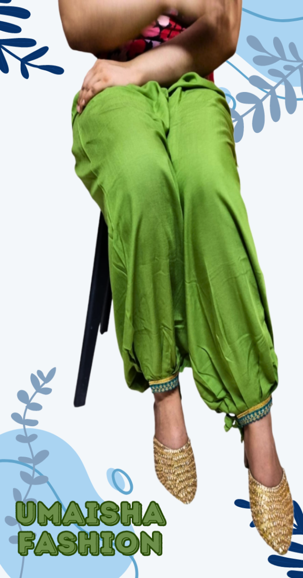 China Linen Loose Fit Woman"s Afgani Kabuli Salwar Payjama . Olive - Image 2
