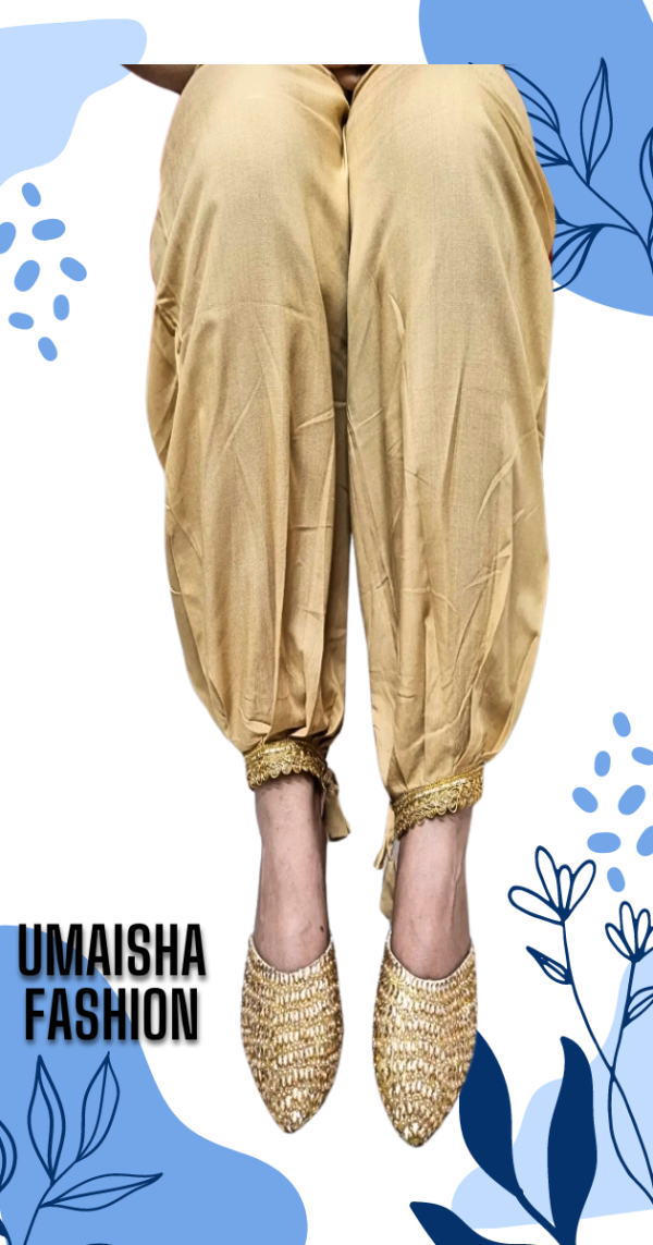 China Linen Loose Fit Woman"s Afgani Kabuli Salwar Payjama . Golden - Image 2