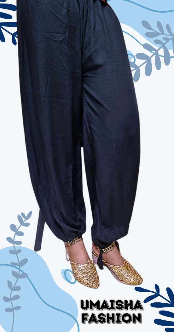 China Linen Loose Fit Woman"s Afgani Kabuli Salwar Payjama . Black - Image 3