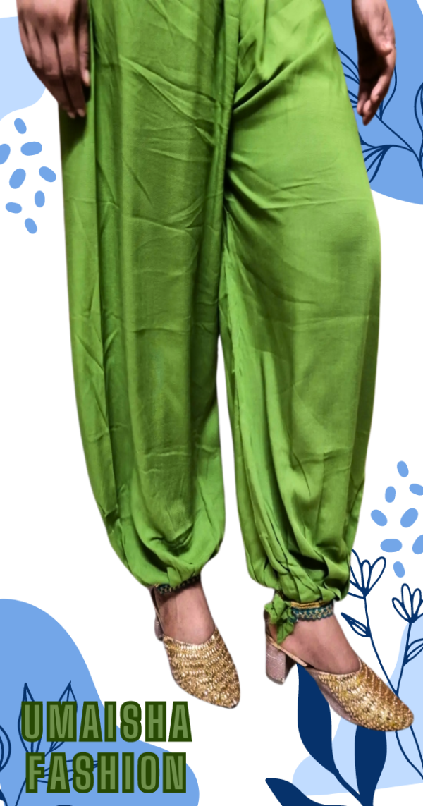 China Linen Loose Fit Woman"s Afgani Kabuli Salwar Payjama . Olive - Image 3