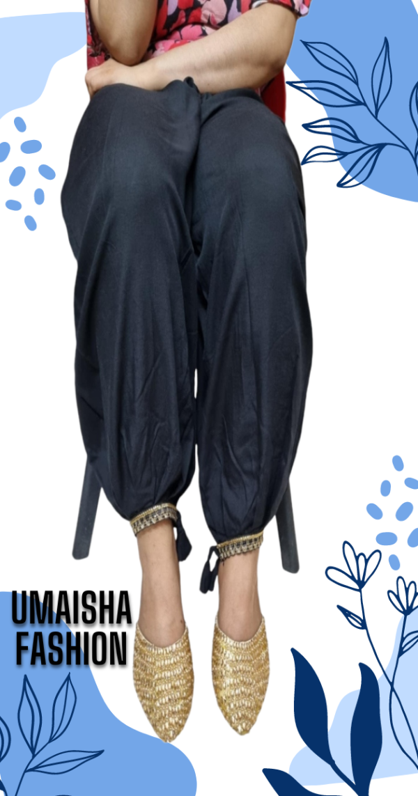 China Linen Loose Fit Woman"s Afgani Kabuli Salwar Payjama . Black - Image 4