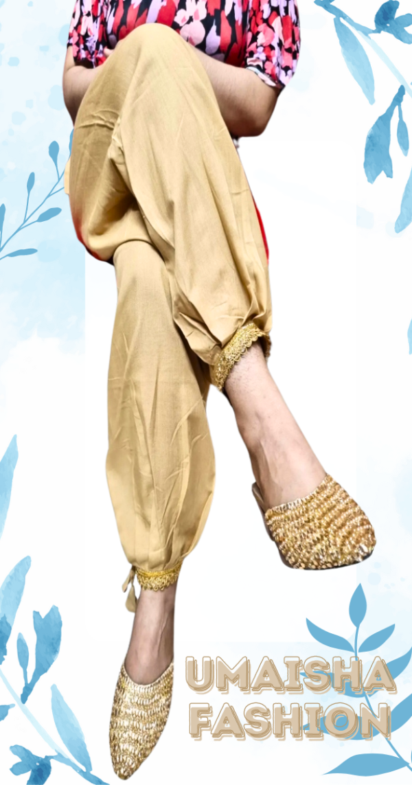 China Linen Loose Fit Woman"s Afgani Kabuli Salwar Payjama . Golden