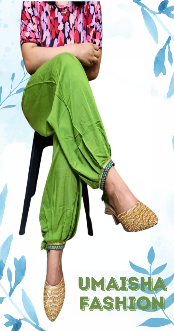 China Linen Loose Fit Woman"s Afgani Kabuli Salwar Payjama . Olive - Image 4