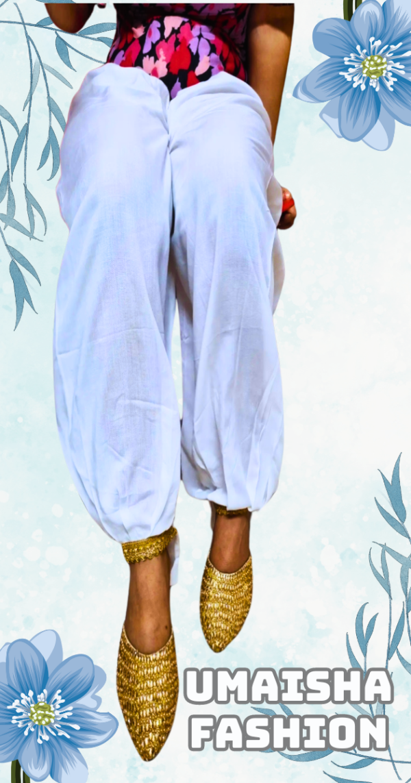 China Linen Loose Fit Woman"s Afgani Kabuli Salwar Payjama . White - Image 3