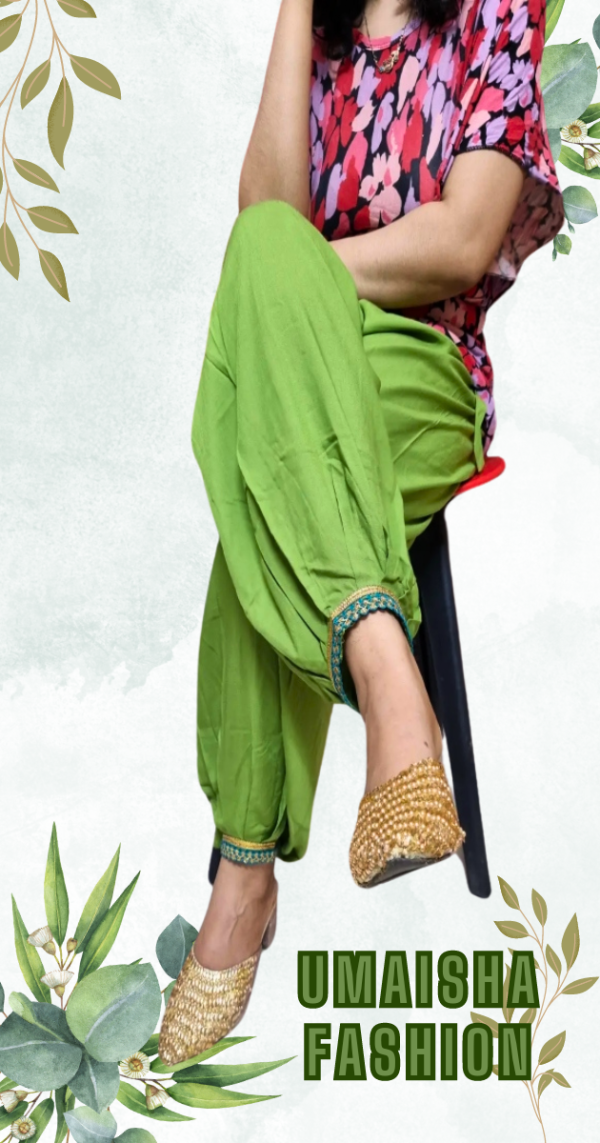 China Linen Loose Fit Woman"s Afgani Kabuli Salwar Payjama . Olive