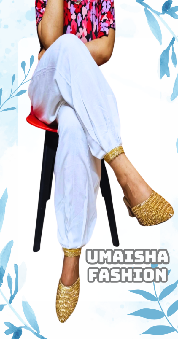 China Linen Loose Fit Woman"s Afgani Kabuli Salwar Payjama . White