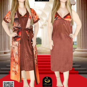 Comfortable Day And Night Wear Luxurious 2 Part Print Nightdress.