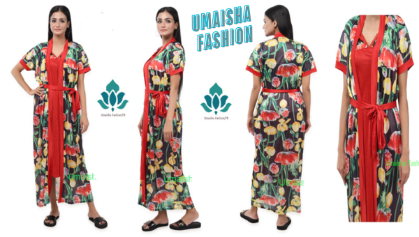 Comfortable Day And Night Wear Luxurious 2 Part Print Nightdress.
