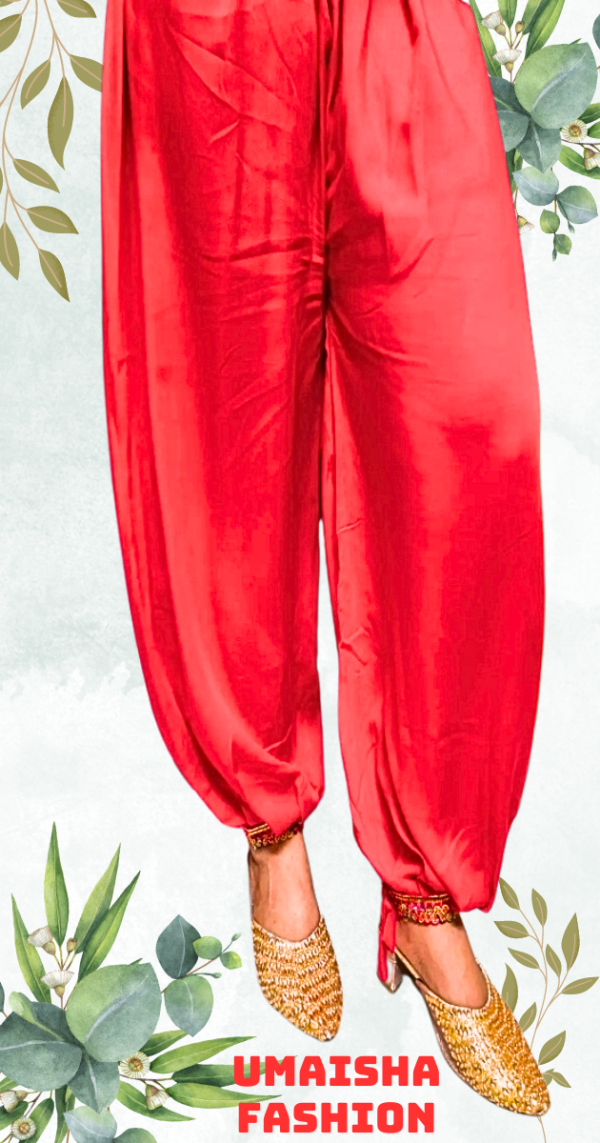 China Linen Loose Fit Woman"s Afgani Kabuli Salwar Payjama . Red - Image 2